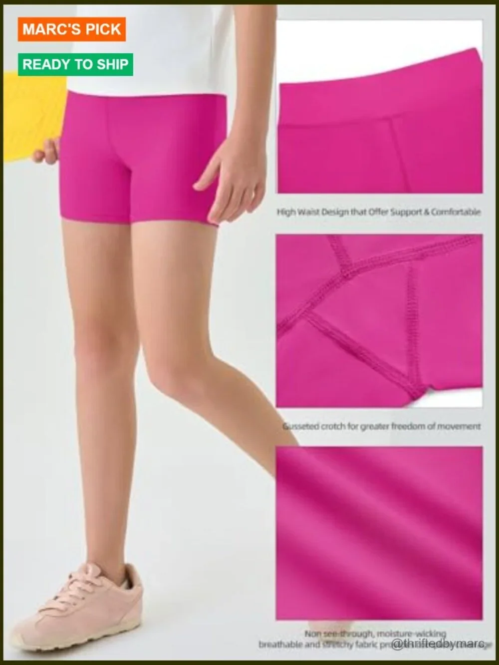 Kids High Waisted Athletic Workout Bike Shorts Compression Sport Dance Yoga